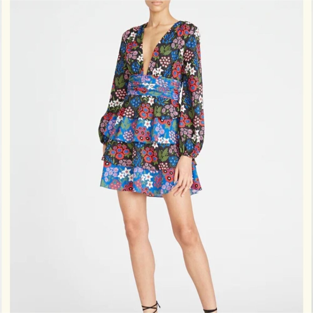 AMUR Tressa Tiered Ruffle Floral Mini Dress
